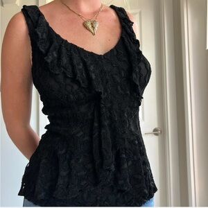 Lily Black Lace Sleeveless Top – Size Small